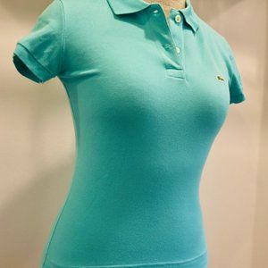 Sz 2 34 XS NWOT turquoise womens LACOSTE Polo Top